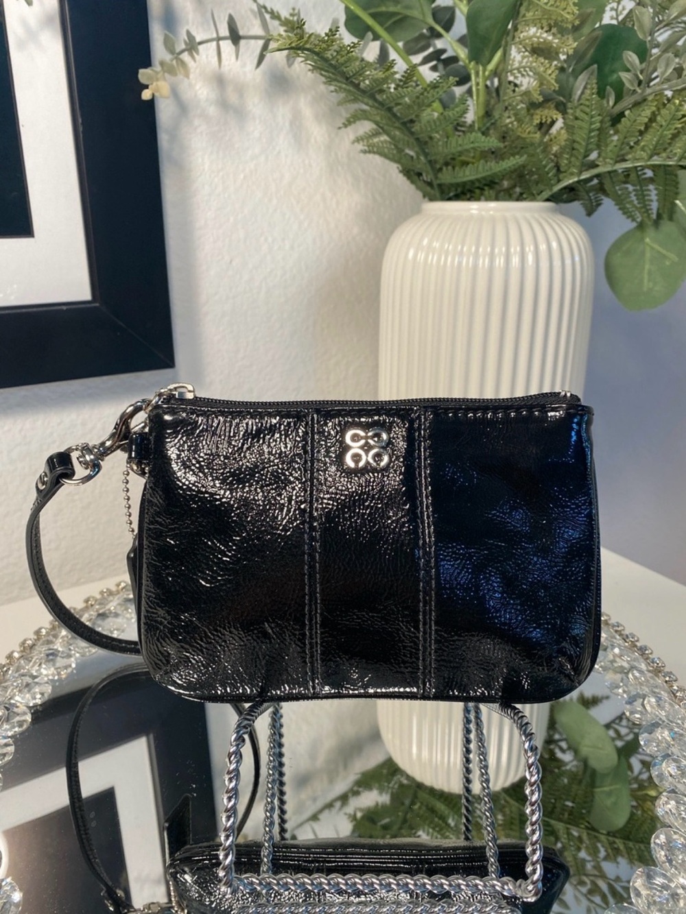 Final Price~Coach Black Patent Leather
Wristlet Clutch